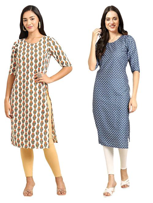 pack of 2 printed straight kurta - 19307431 - Very Small Image - 1