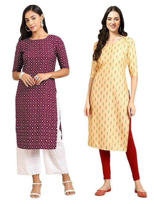 pack of 2 printed straight kurta - 19307447 - Very Small Image - 1