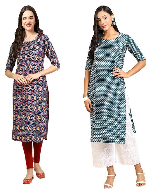 pack of 2 printed straight kurta - 19307456 - Very Small Image - 1