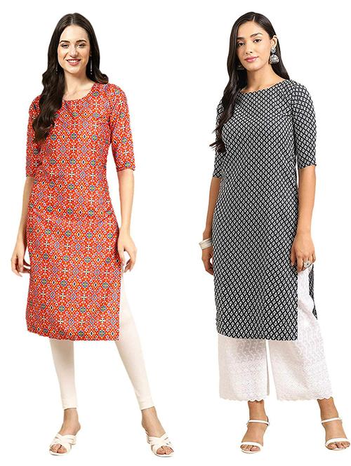 pack off 2 printed straight kurta - 19307474 - Very Small Image - 1