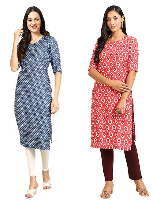 pack off 2 printed straight kurta - 19307483 - Very Small Image - 1