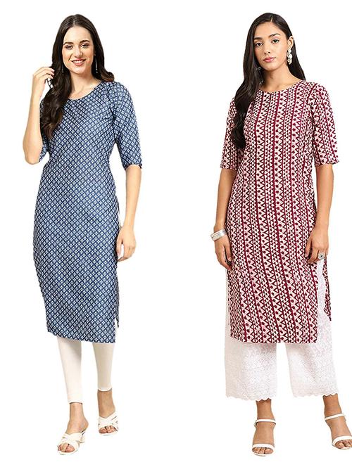 pack off 2 printed straight kurta - 19307484 - Very Small Image - 1