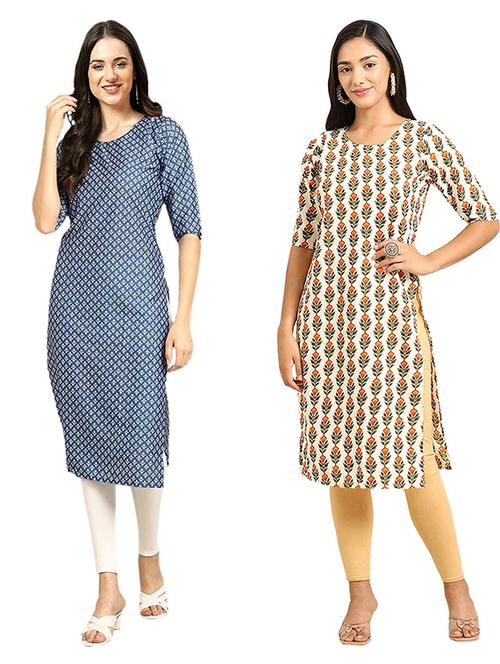 pack off 2 printed straight kurta - 19307486 - Very Small Image - 1