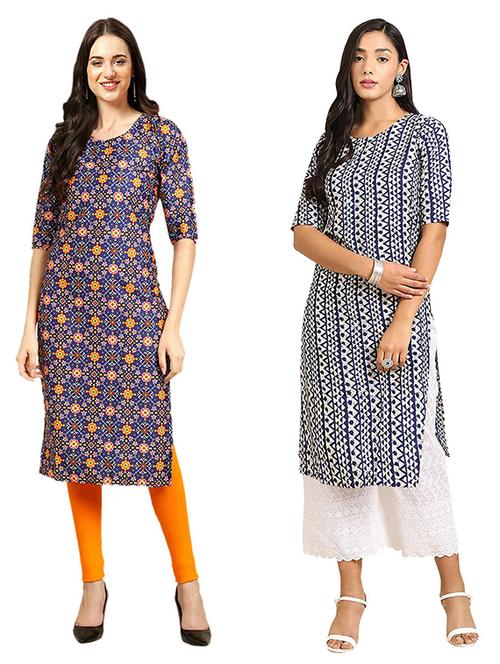 pack off 2 printed straight kurta - 19307496 - Very Small Image - 1