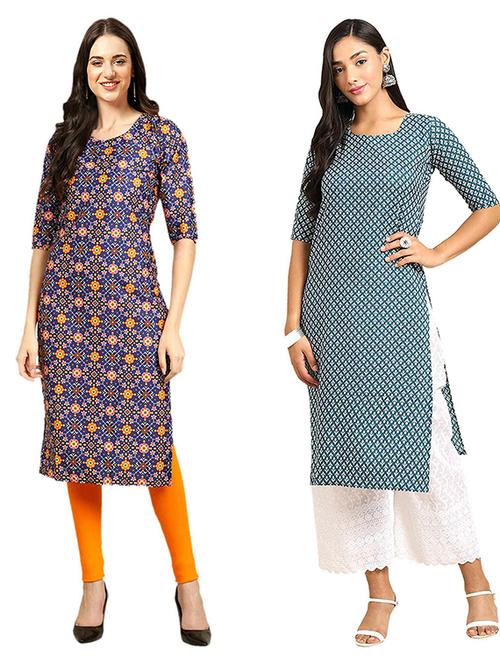 pack off 2 printed straight kurta - 19307499 - Very Small Image - 1