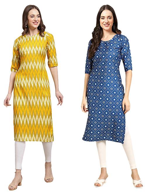 pack off 2 printed straight kurta - 19307516 - Very Small Image - 1