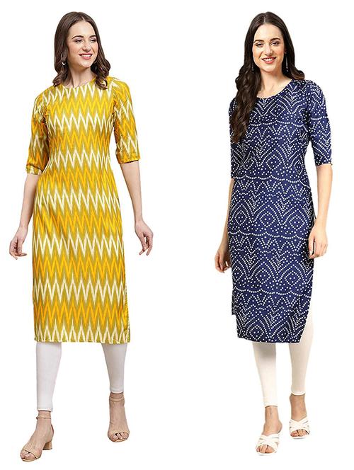 pack off 2 printed straight kurta - 19307518 - Very Small Image - 1