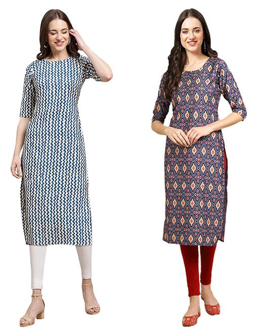 pack off 2 printed straight kurta - 19307522 - Very Small Image - 1