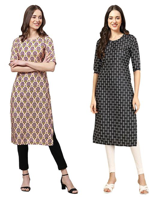 pack off 2 printed straight kurta - 19307526 - Very Small Image - 1