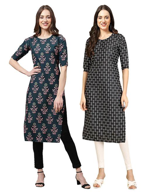 pack off 2 printed straight kurta - 19307534 - Very Small Image - 1