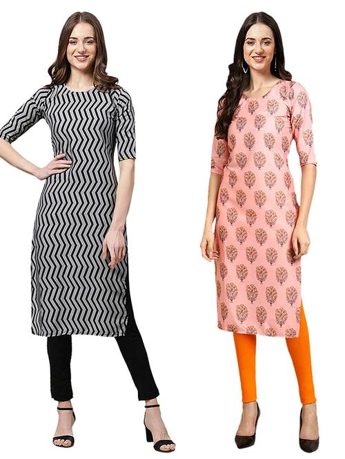 pack off 2 printed straight kurta - 19307538 - Very Small Image - 1