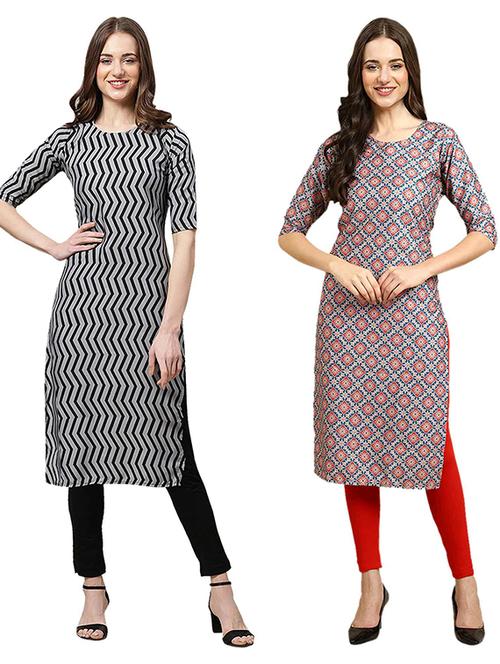 pack off 2 printed straight kurta - 19307539 - Very Small Image - 1