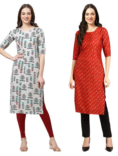 pack off 2 printed straight kurta - 19307551 - Very Small Image - 1