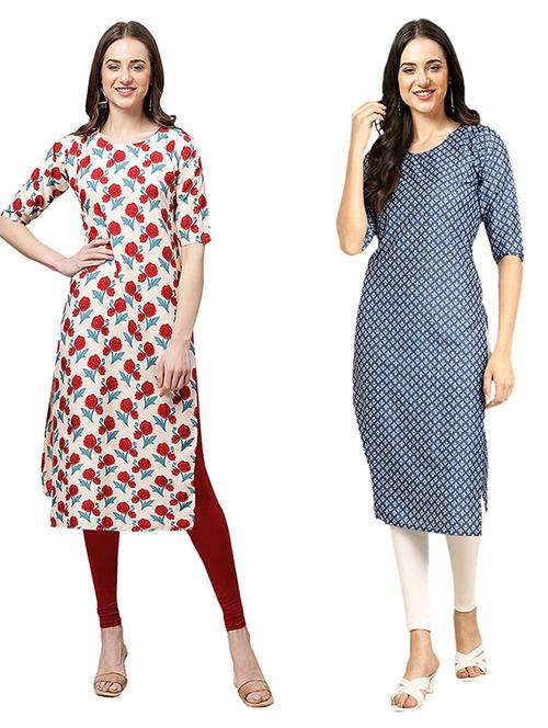 pack off 2 printed straight kurta - 19307556 - Very Small Image - 1