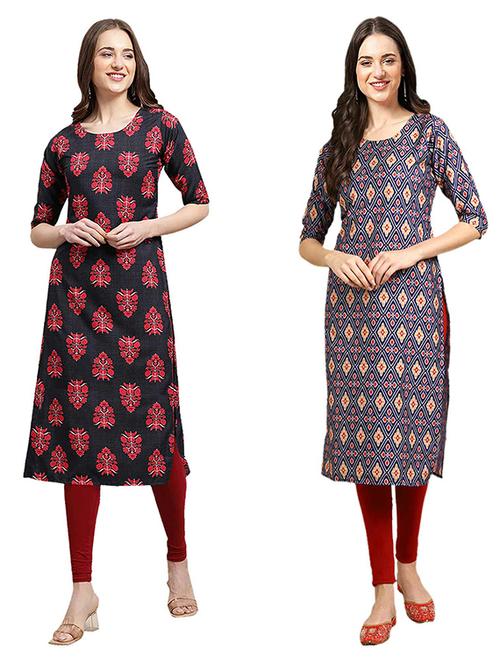pack off 2 printed straight kurta - 19307564 - Very Small Image - 1