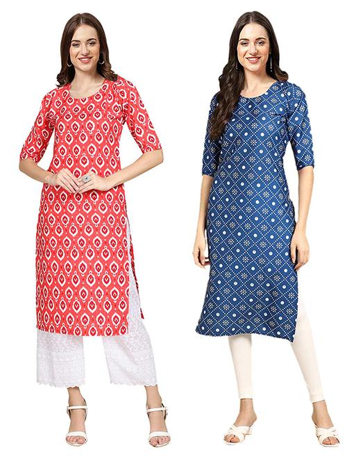 pack off 2 printed straight kurta - 19307567 - Very Small Image - 1