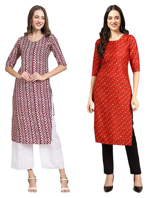 pack off 2 printed straight kurta - 19307572 - Very Small Image - 1