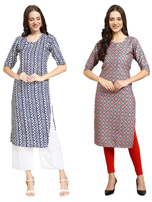 pack off 2 printed straight kurta - 19307575 - Very Small Image - 1