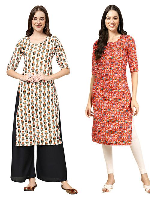 pack off 2 printed straight kurta - 19307582 - Very Small Image - 1
