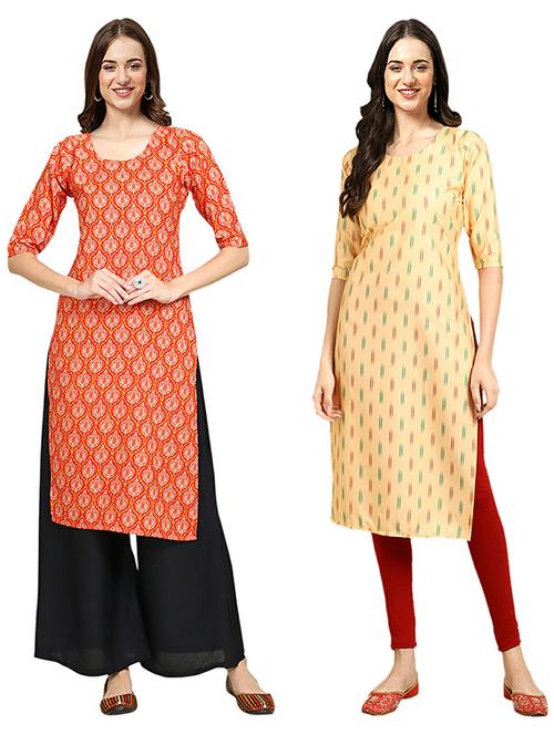 pack off 2 printed straight kurta - 19307611 - Very Small Image - 1
