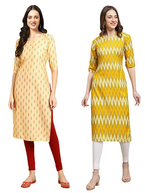 pack off 2 printed straight kurta - 19307618 - Very Small Image - 1