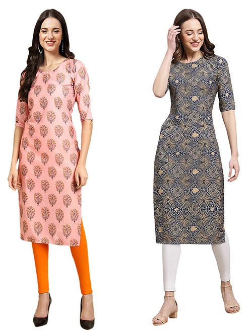 pack off 2 printed straight kurta - 19307633 - Very Small Image - 1