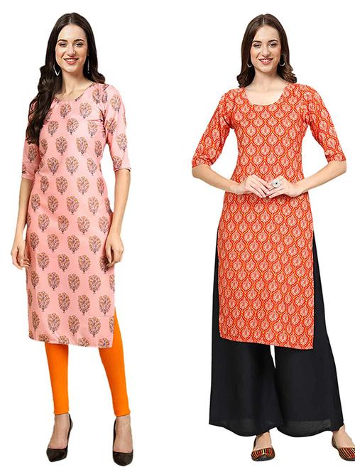 pack off 2 printed straight kurta - 19307634 - Very Small Image - 1
