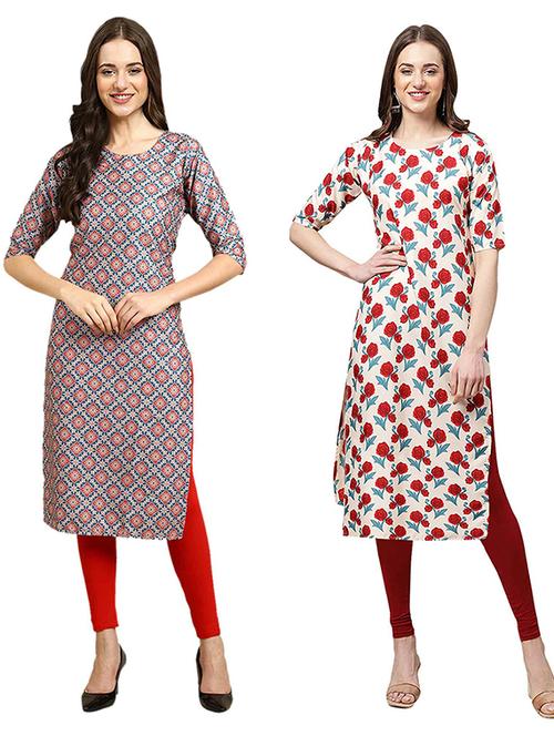 pack of 2 printed straight kurta - 19307642 - Very Small Image - 1