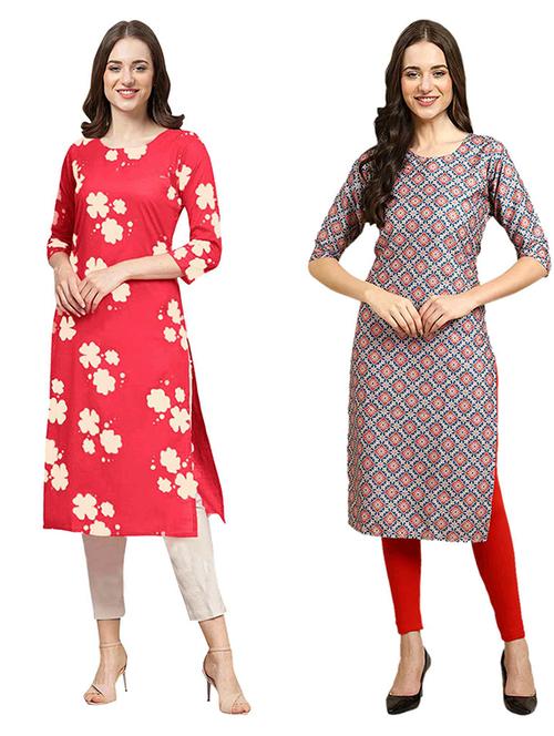 pack of 2 printed straight kurta - 19307646 - Very Small Image - 1