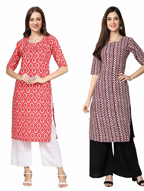 pack of 2 printed straight kurta - 19307647 - Very Small Image - 1