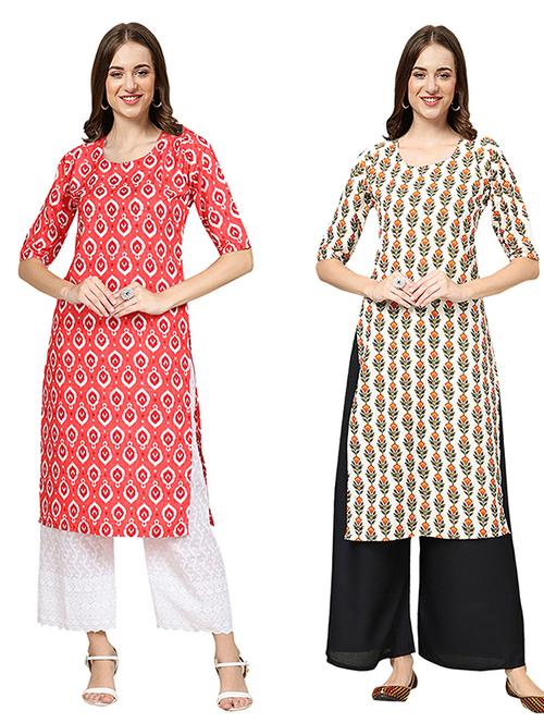 pack of 2 printed straight kurta - 19307648 - Very Small Image - 1