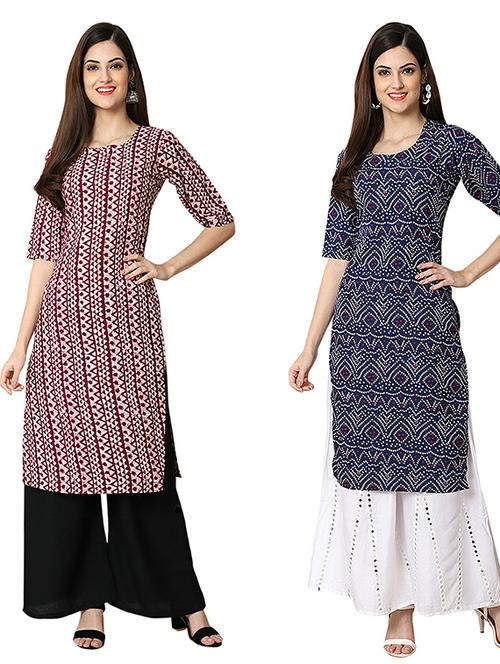 pack of 2 printed straight kurta - 19307655 - Very Small Image - 1