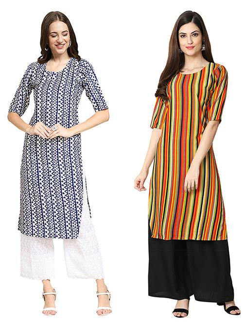 pack of 2 printed straight kurta - 19307659 - Very Small Image - 1