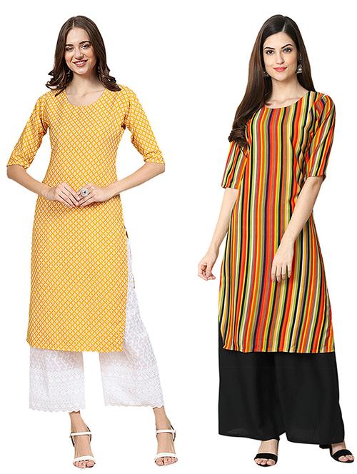 pack of 2 printed straight kurta - 19307670 - Very Small Image - 1