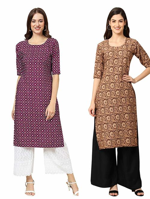 pack of 2 printed straight kurta - 19307691 - Very Small Image - 1