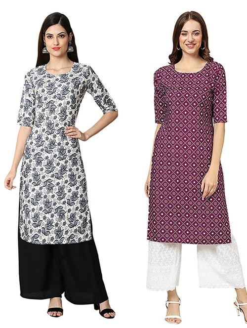pack of 2 printed straight kurta - 19307698 - Very Small Image - 1