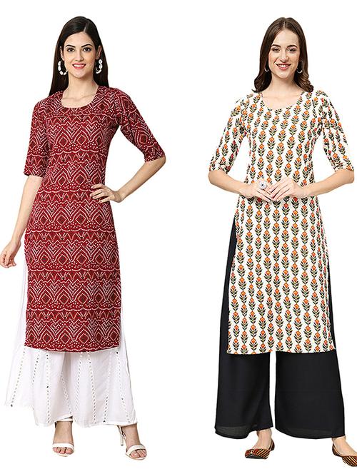 pack of 2 printed straight kurta - 19307709 - Very Small Image - 1