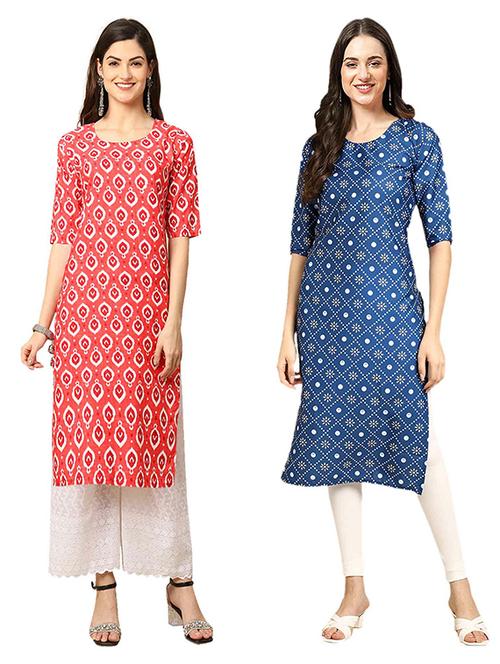 pack of 2 printed straight kurta - 19307741 - Very Small Image - 1
