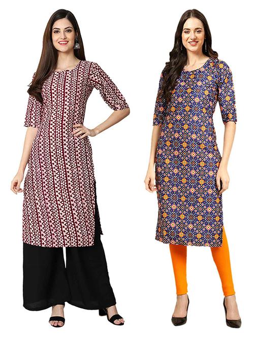 pack of 2 printed straight kurta - 19307749 - Very Small Image - 1