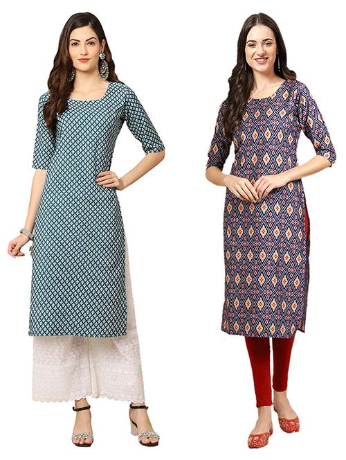 pack of 2 printed straight kurta - 19307762 - Very Small Image - 1