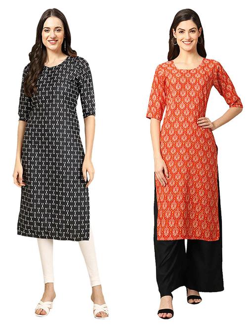 pack of 2 printed straight kurta - 19307807 - Very Small Image - 1
