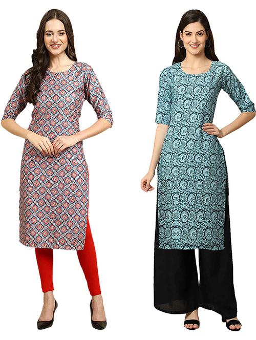 pack of 2 printed straight kurta - 19307844 - Very Small Image - 1