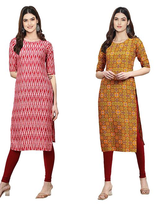 pack of 2 printed straight kurta - 19307882 - Very Small Image - 1