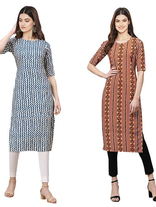 pack of 2 printed straight kurta - 19307899 - Very Small Image - 1