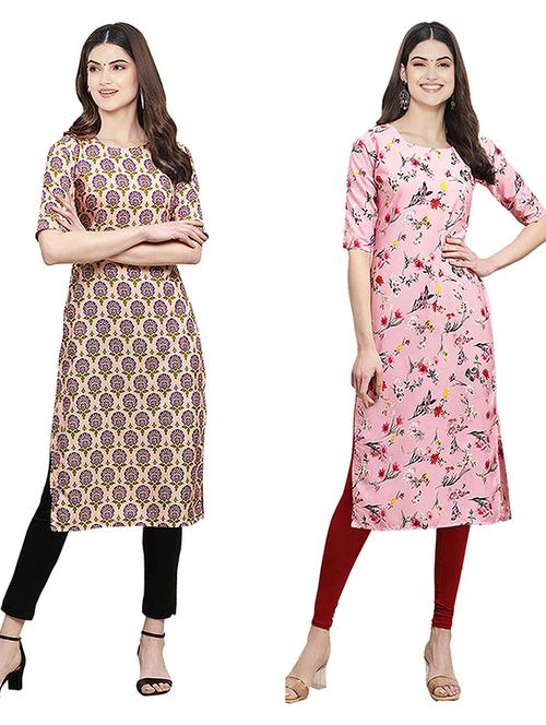 pack of 2 printed straight kurta - 19307904 - Very Small Image - 1
