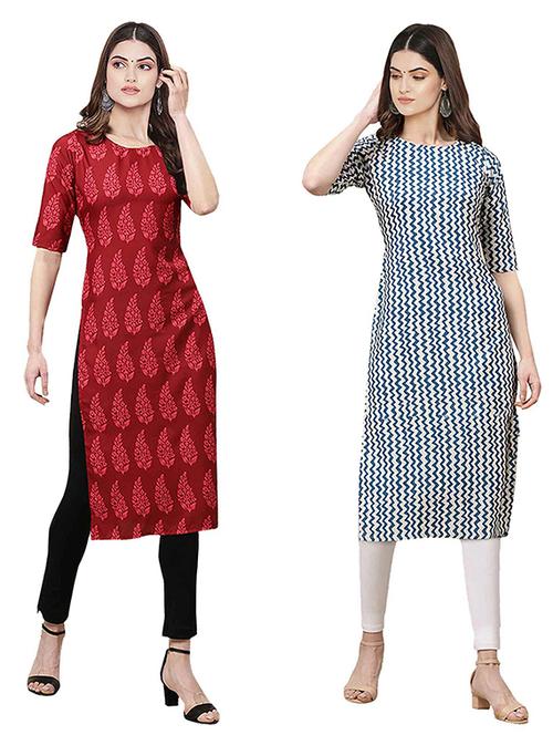 pack of 2 printed straight kurta - 19307926 - Very Small Image - 1