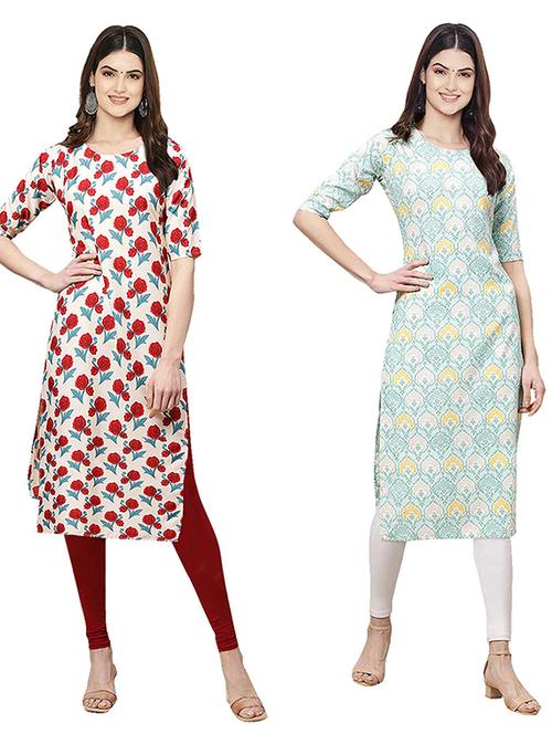 pack of 2 printed straight kurta - 19307954 - Very Small Image - 1