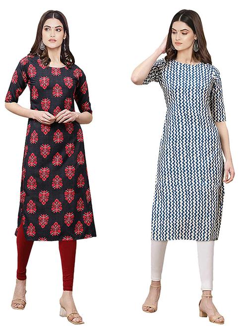 pack of 2 printed straight kurta - 19307966 - Very Small Image - 1