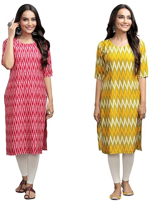 pack of 2 printed straight kurta - 19307995 - Very Small Image - 1