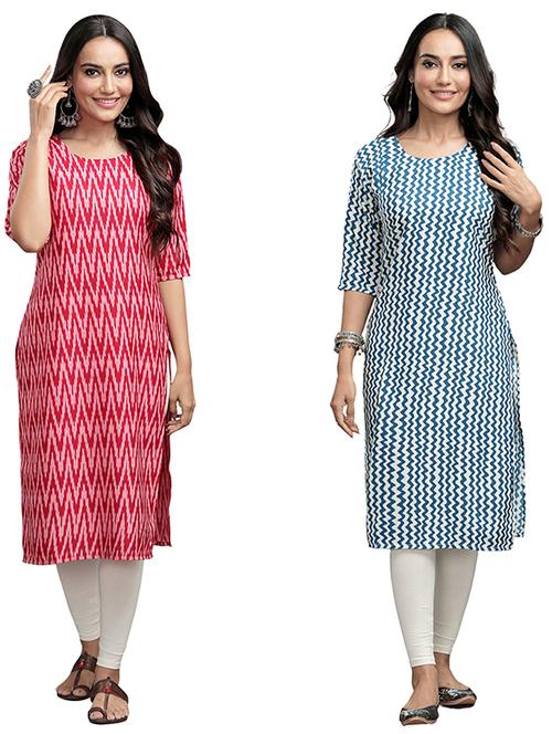 pack of 2 printed straight kurta - 19307996 - Very Small Image - 1